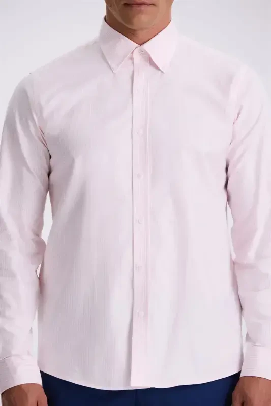 Pink 100% Cotton Button Down Collar Relaxed Fit Shirt - 3