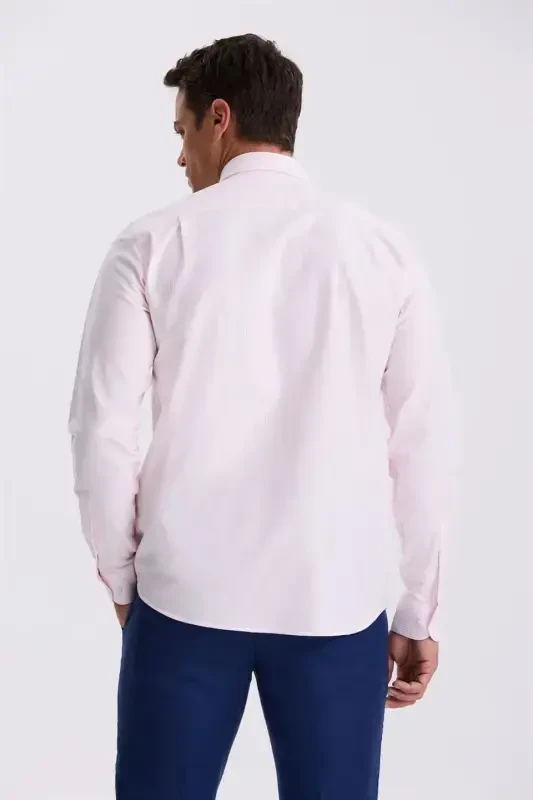 Pink 100% Cotton Button Down Collar Relaxed Fit Shirt - 4