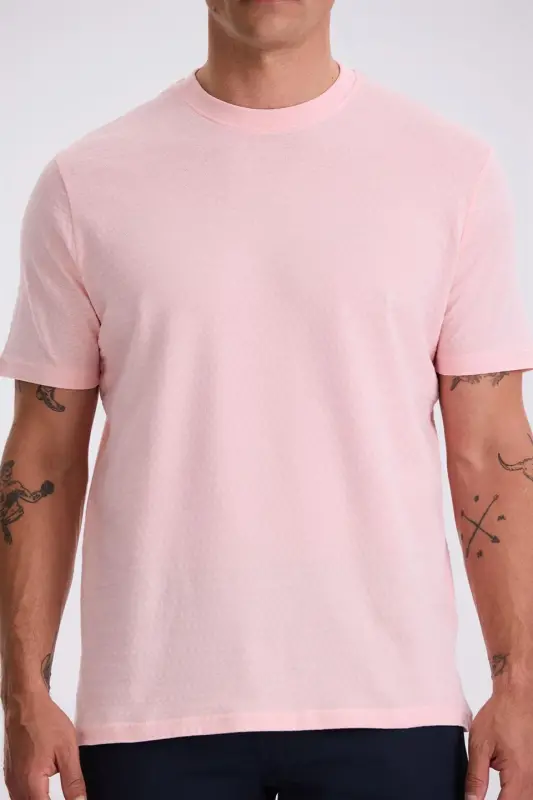 Pink 100% Cotton Patterned Cycling Neck T-Shirt - 4