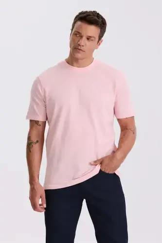 Pink 100% Cotton Patterned Cycling Neck T-Shirt - 2