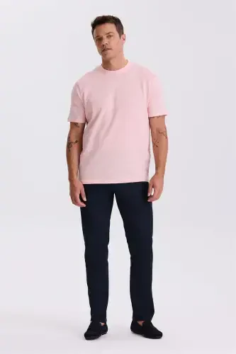 Pink 100% Cotton Patterned Cycling Neck T-Shirt - 3