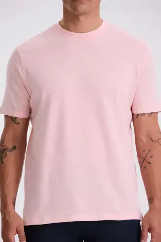 Pink 100% Cotton Patterned Cycling Neck T-Shirt - 4