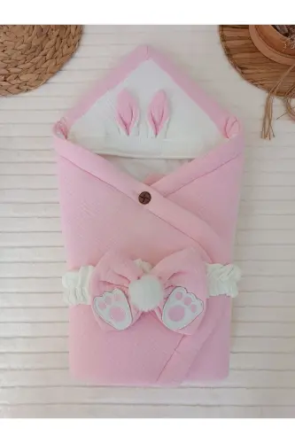 Pink 4 Layer Muslin Baby Blanket 100% Cotton Natural Organic Sleep Swaddle Hospital Discharge - TOMUYCUK (1)