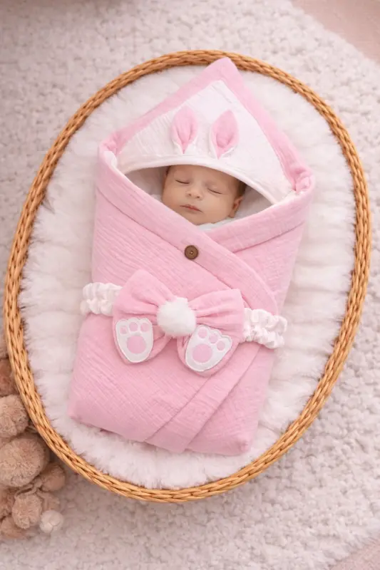 Pink 4 Layer Muslin Baby Blanket 100% Cotton Natural Organic Sleep Swaddle Hospital Discharge - 6