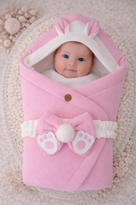 Pink 4 Layer Muslin Baby Blanket 100% Cotton Natural Organic Sleep Swaddle Hospital Discharge - 3