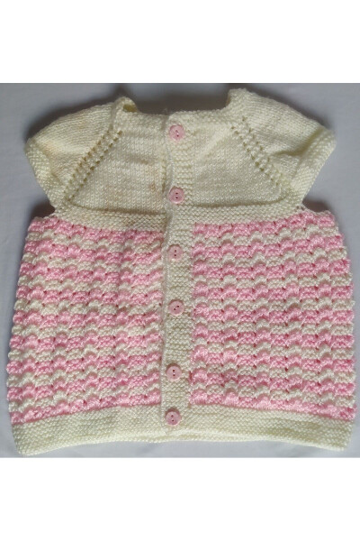 Pink and White Knitted Baby Vest for 1-3 Years Old - 1