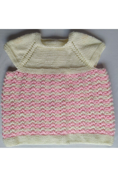 Pink and White Knitted Baby Vest for 1-3 Years Old - 2