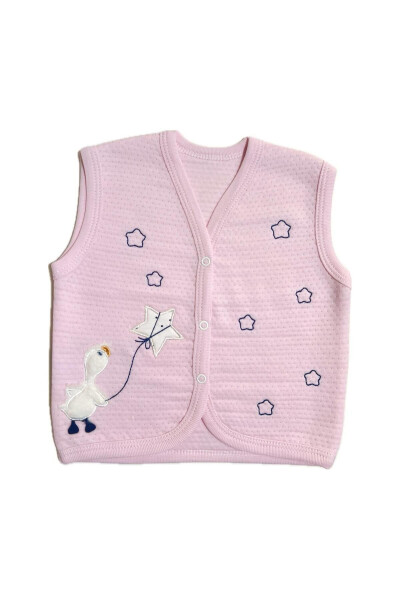 Pink animal embroidered baby girl vest - 1