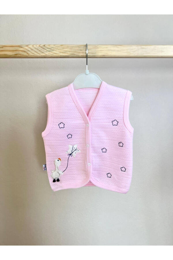 Pink animal embroidered baby girl vest - 2