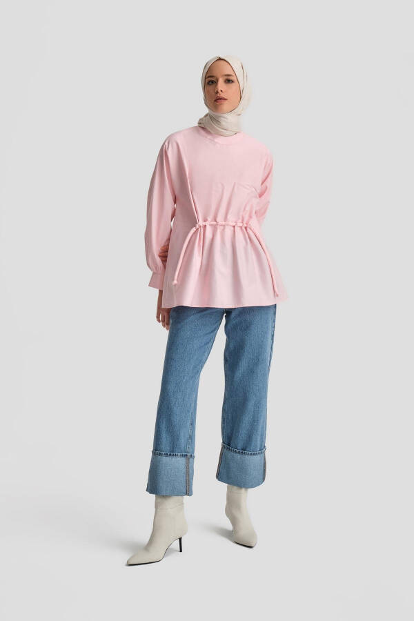 Pink Armine Lace Detail Cotton Blouse - 4