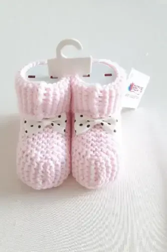 Pink Baby Bootie Knit 0-6 Months-Pink - 1