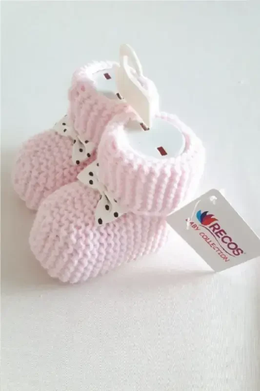 Pink Baby Bootie Knit 0-6 Months-Pink - 2