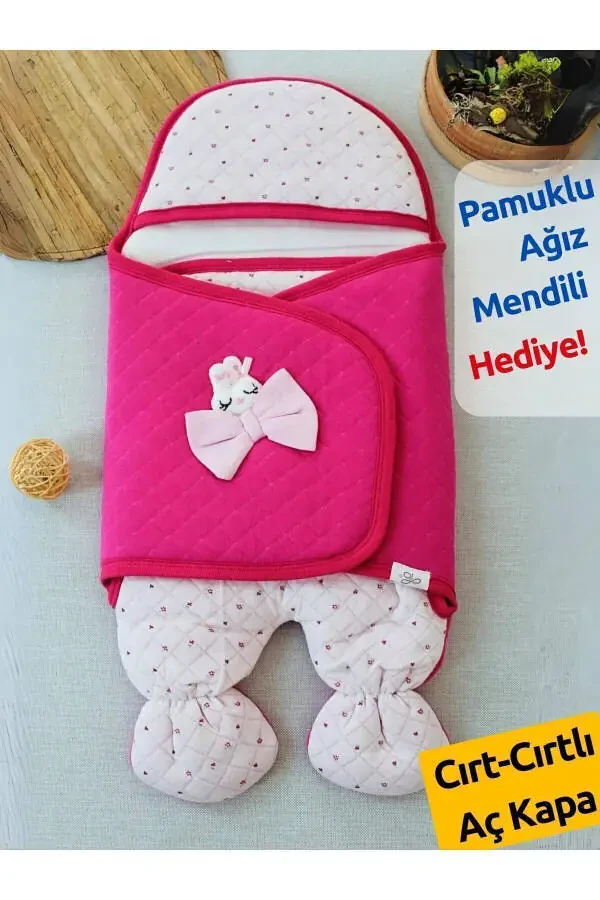 Pink Baby Girl Blanket Swaddle 100% Cotton Footed Natural Organic Sleep Sack Outer Swaddle - 3