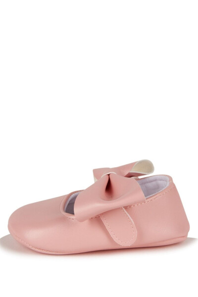 Pink Baby Girl Faux Leather Bow Ballerina Slippers First Step Shoes - 10