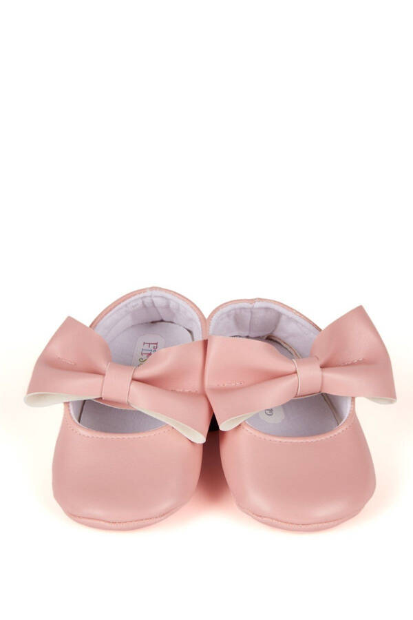 Pink Baby Girl Faux Leather Bow Ballerina Slippers First Step Shoes - 3