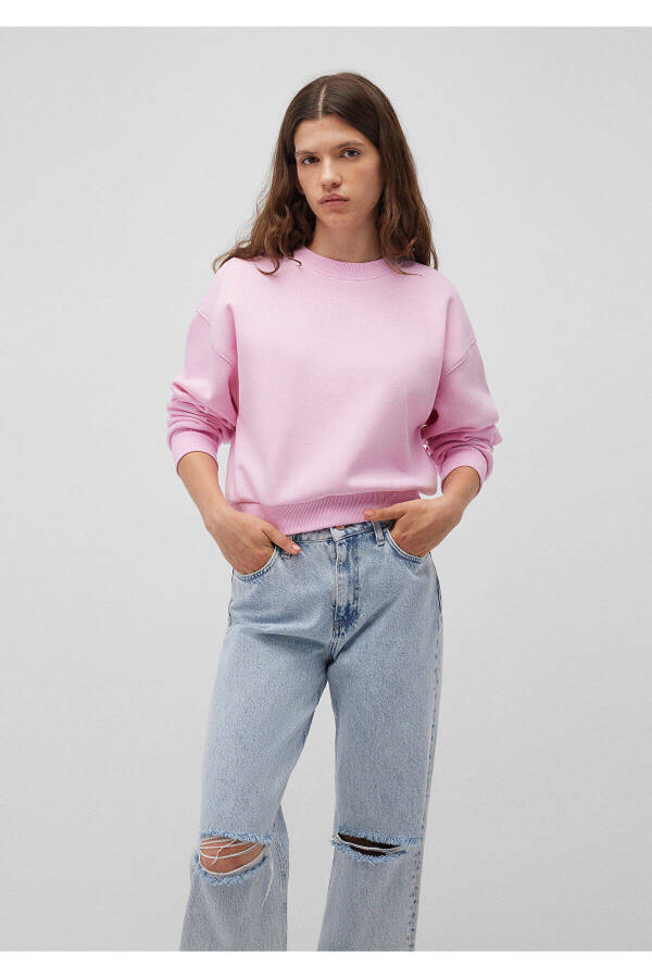 Pink Basic Crop Sweatshirt 1611147-71117 - 19