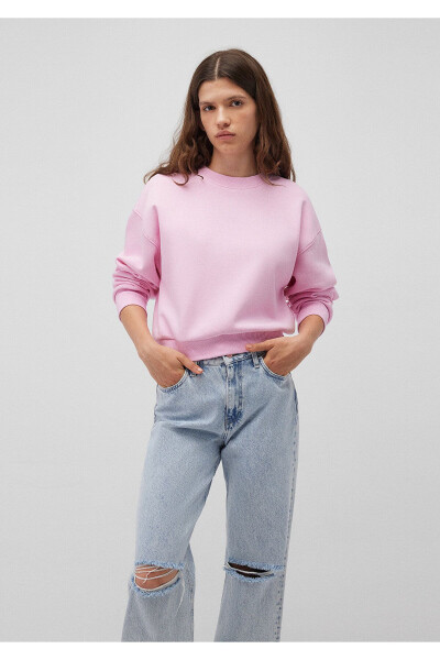 Pink Basic Crop Sweatshirt 1611147-71117 - 13