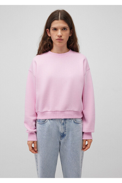 Pink Basic Crop Sweatshirt 1611147-71117 - 9