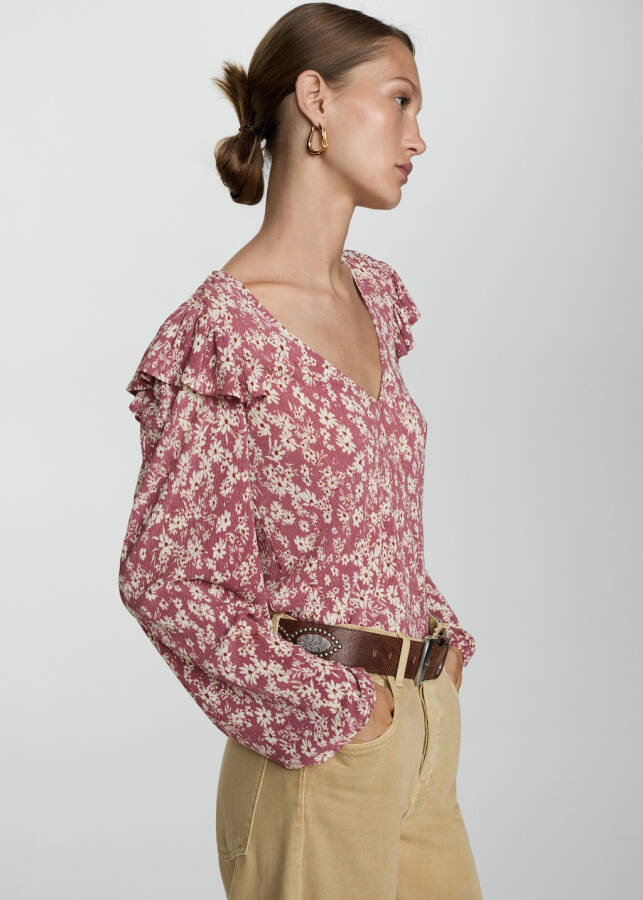 Pink blouse with ruffles - 10