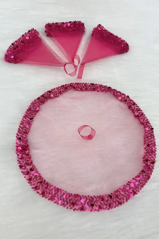 Pink Bridal Handkerchief, Halay Handkerchief, Elegant Water Stone Sequined Beaded Sequin - SADECEMENDILSUTASLIZARIFPEMBE - 3
