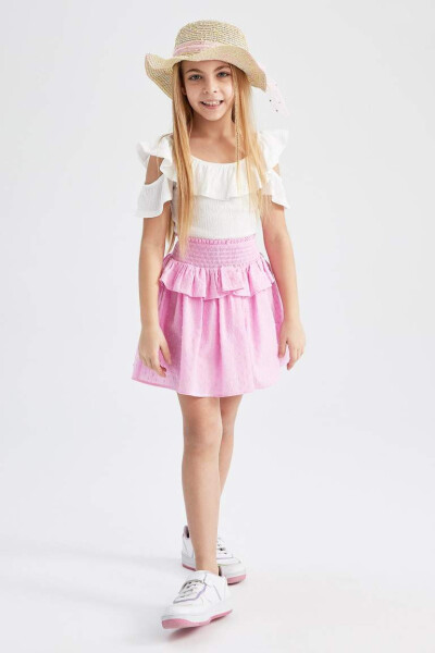 Pink Cotton Skirt for Girls - 3