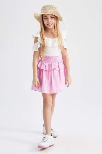 Pink Cotton Skirt for Girls - 5