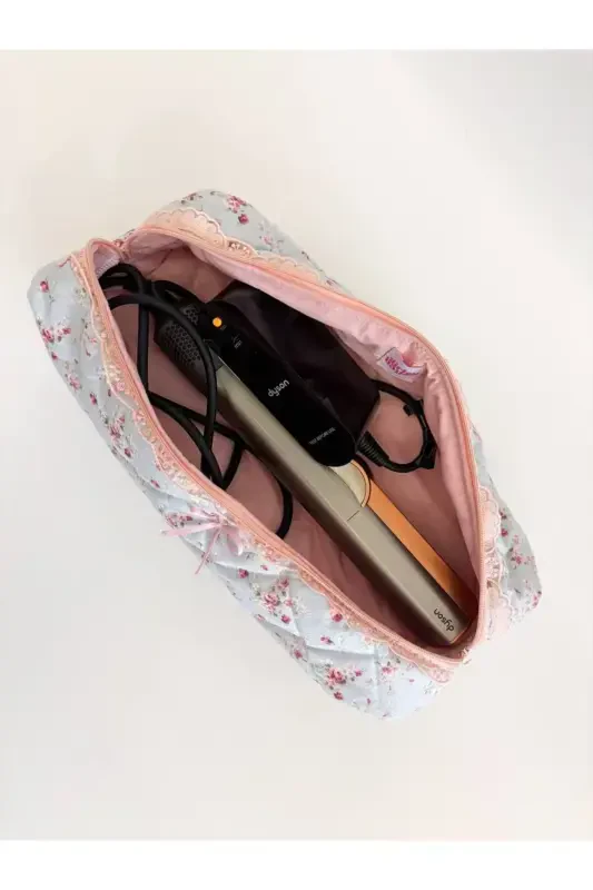 Pink Crisp Floral Hair Curler Straightener Bag Compatible with Airwrap Airstrait Large Travel Bag-Crisp Floral - 2