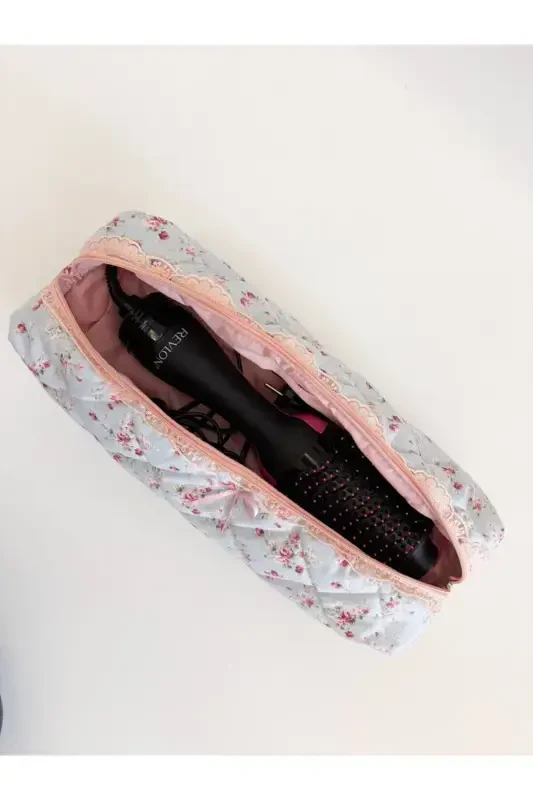 Pink Crisp Floral Hair Curler Straightener Bag Compatible with Airwrap Airstrait Large Travel Bag-Crisp Floral - 3