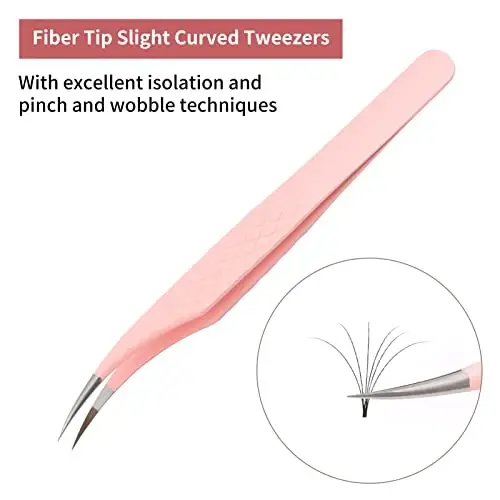 Pink Dolphin-shaped Eyelash Tweezers for Extensions - Curved, Fine, Angled - 2