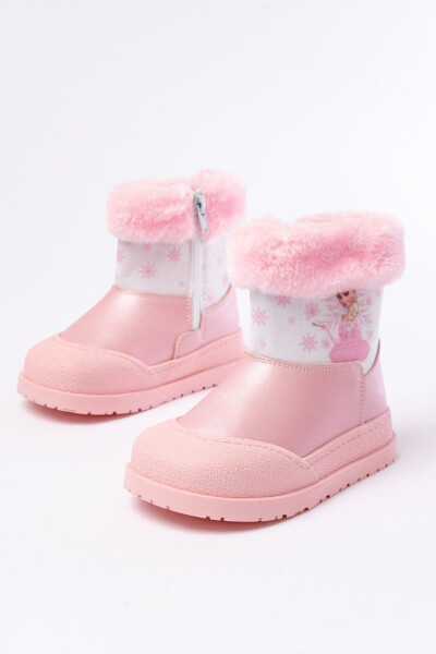 Pink Elsa boots, waterproof and furry for girls. - 1