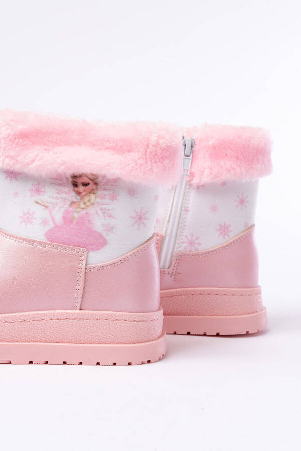 Pink Elsa boots, waterproof and furry for girls. - 4