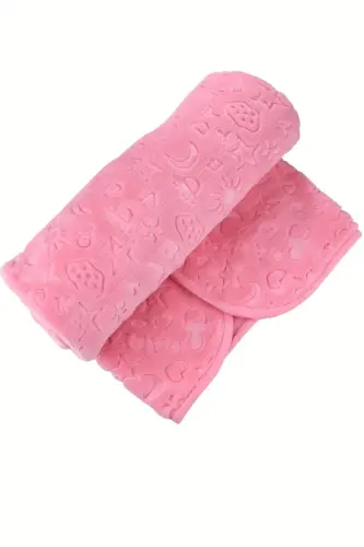 Pink Embossed Blanket 90x110 Cm Note: (Seasonal Thin) Plush Fabric-pink - 6
