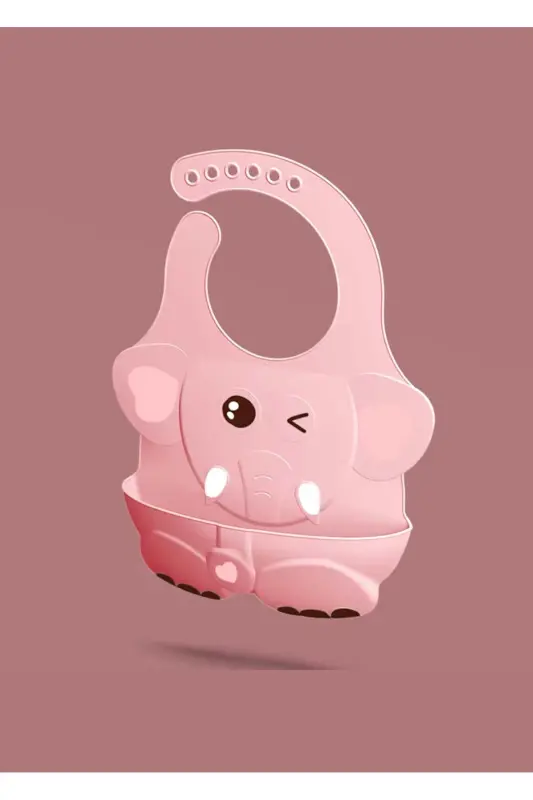 Pink Embossed Figured Silicone Bib with Pocket - 3