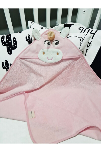 Pink, Embroidered 3d Unicorn 100% Cotton 75x75 Cm Baby Towel Swaddle - TANEM HOME (1)