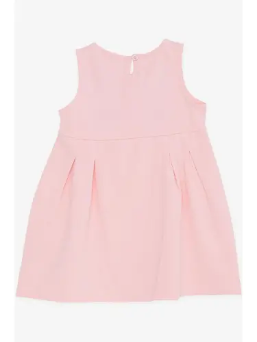 Pink Embroidered Sequin Cute Kitten Print Baby Girl Dress (1.5-2 Years)-Pink - 2