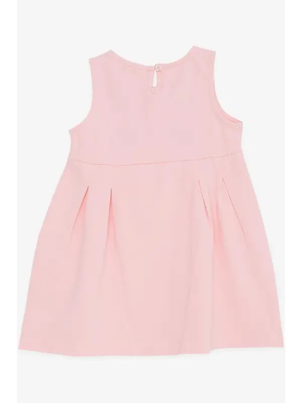 Pink Embroidered Sequin Cute Kitten Print Baby Girl Dress (1.5-2 Years)-Pink - 2