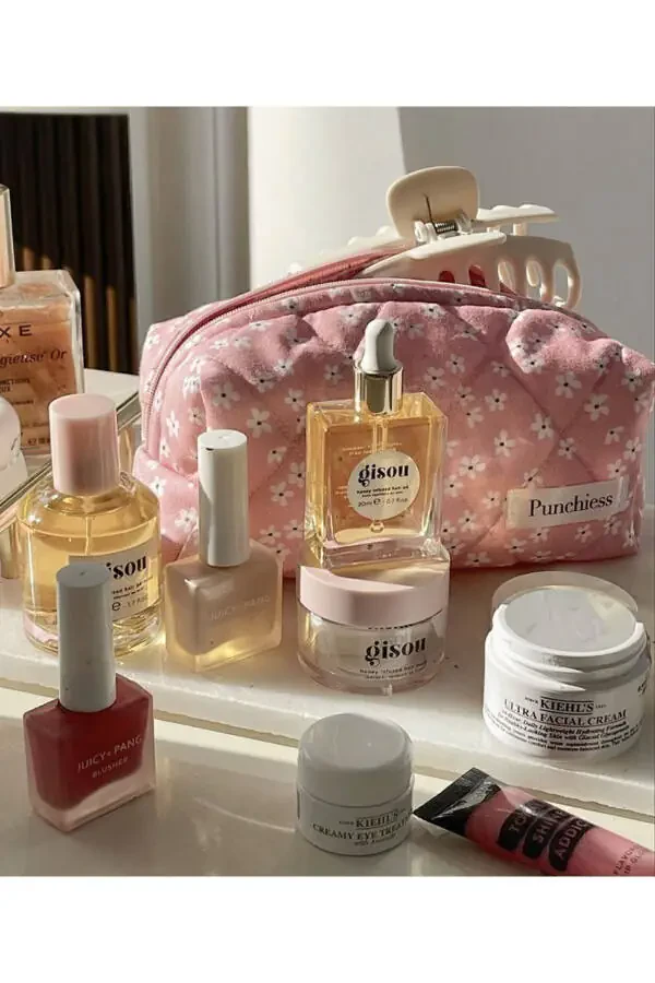 Pink Floral Makeup Bag - 2