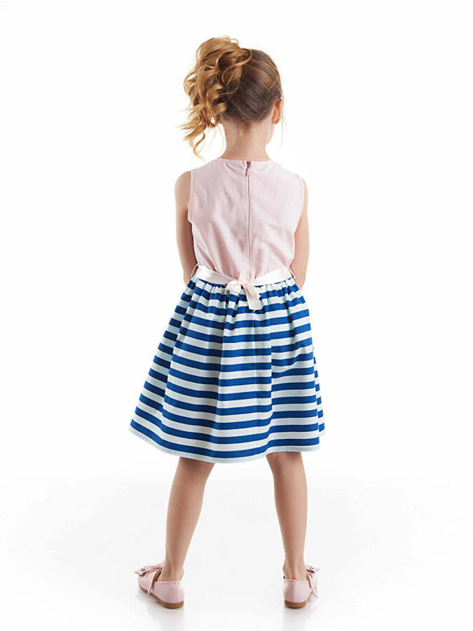 Pink Floral Striped Girl's Dress - 2