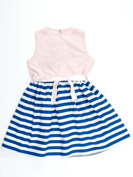 Pink Floral Striped Girl's Dress - 4