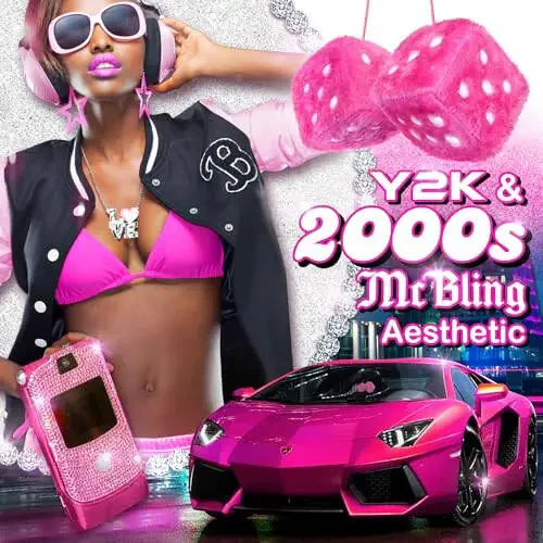 Pink Fuzzy Dice Car Accessories - Plush Cute Pink Car Accessories for Interior - Plush Rear View Mirror Hanging Ornament Decorations - Retro Y2K McBling 2000s Aesthetic Decor - (Pink White) - 6