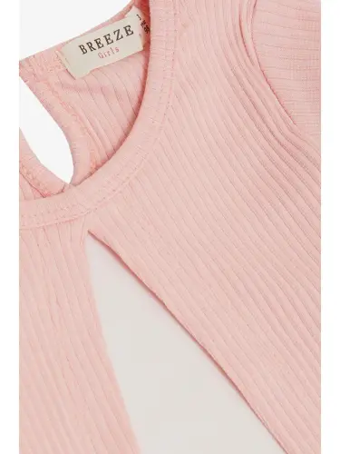 Pink Girls Long Sleeve Tulle Dress Salmon (3-4 Years)-Pink - 3