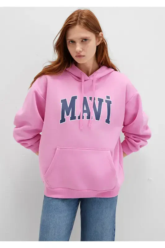 Pink Hoodie with Logo Print 1600361-71038 - 1