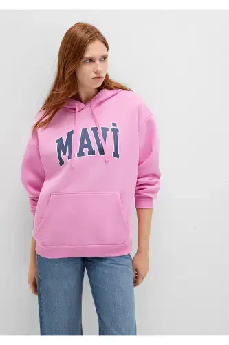 Pink Hoodie with Logo Print 1600361-71038 - MAVI (1)