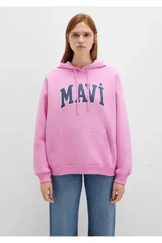 Pink Hoodie with Logo Print 1600361-71038 - 3