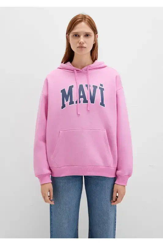 Pink Hoodie with Logo Print 1600361-71038 - 3
