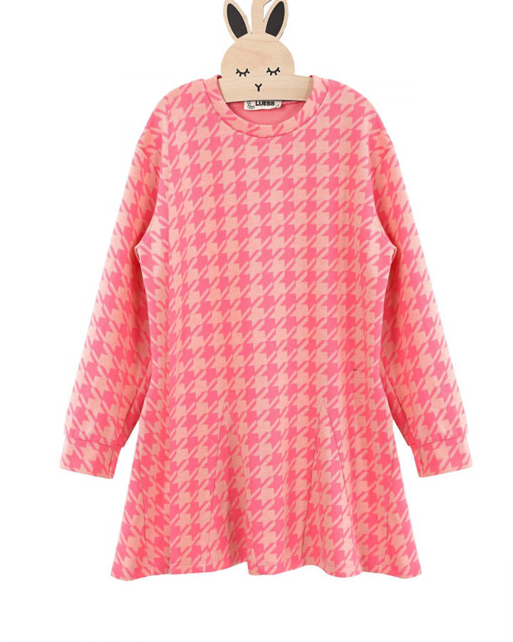 Pink Jacquard Soft Texture Dress for Girls - 9