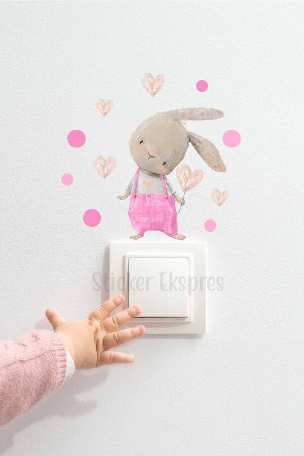 Pink Jumpsuit Rabbit P6 Socket Sticker - 1