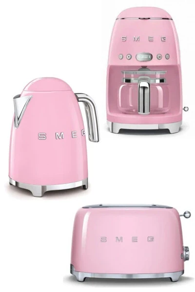 Pink Kettle 1x2 Toaster & Filter Coffee Maker Set - SMEG