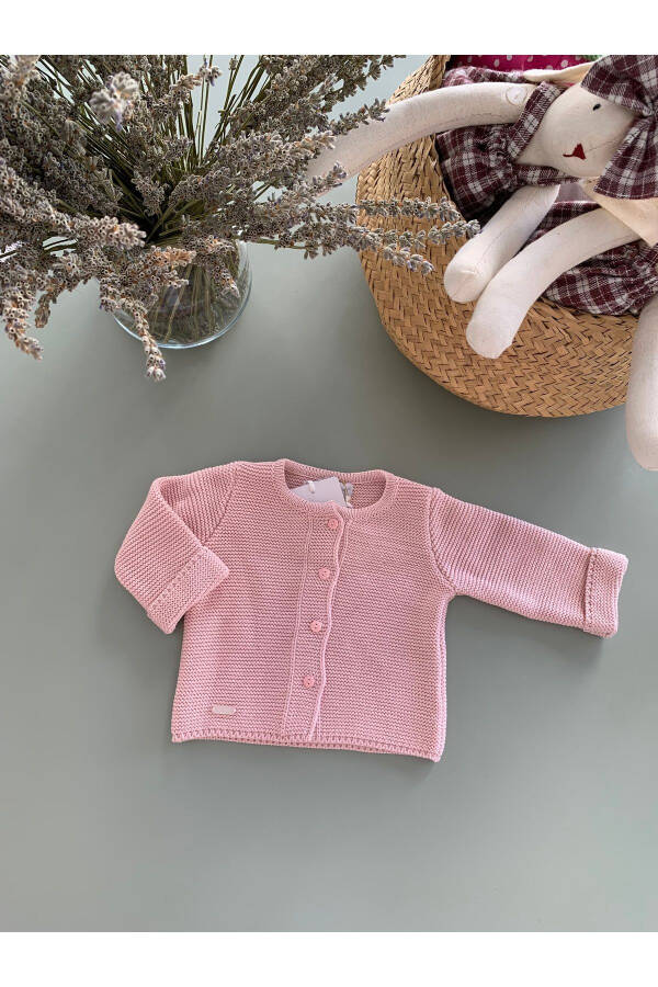 Pink Knit Baby Cardigan - 1