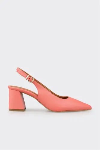 Pink Leather Women's High Heels-Pink - 1